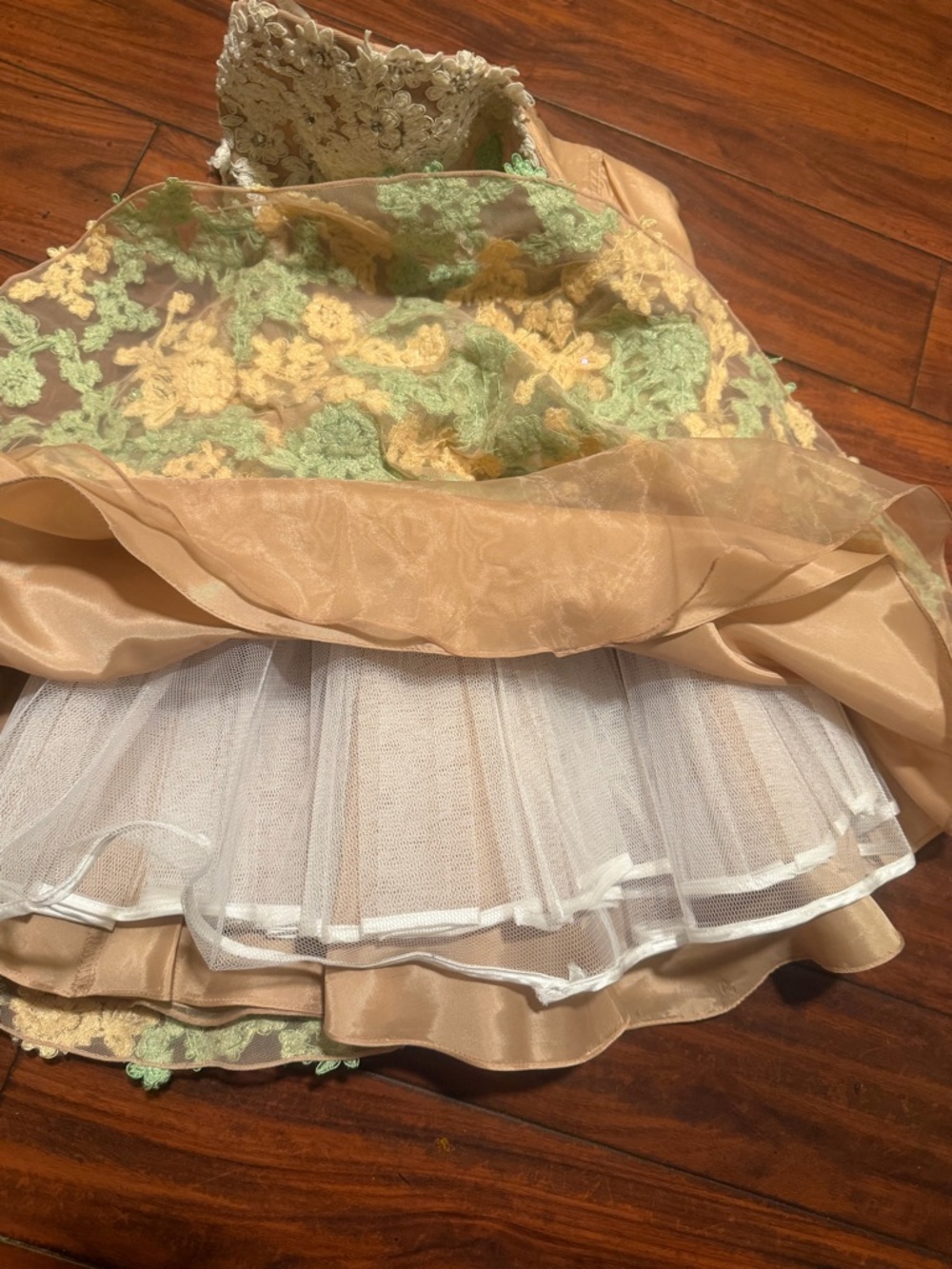 Sherri Hill Strapless Floral Appliqué Cocktail Dress in Blush, Yellow & Mint - Picture 12 of 15